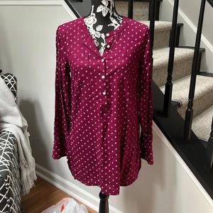 Merona Burgundy and White Patterned Tunic